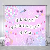 Aperturee - Aperturee Musical Rainbow Custom Name Birthday Era Backdrop
